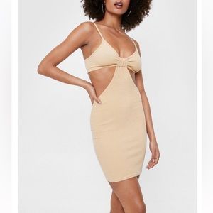 Nasty Gal Ribbed Cut Out V Neck Mini Dress